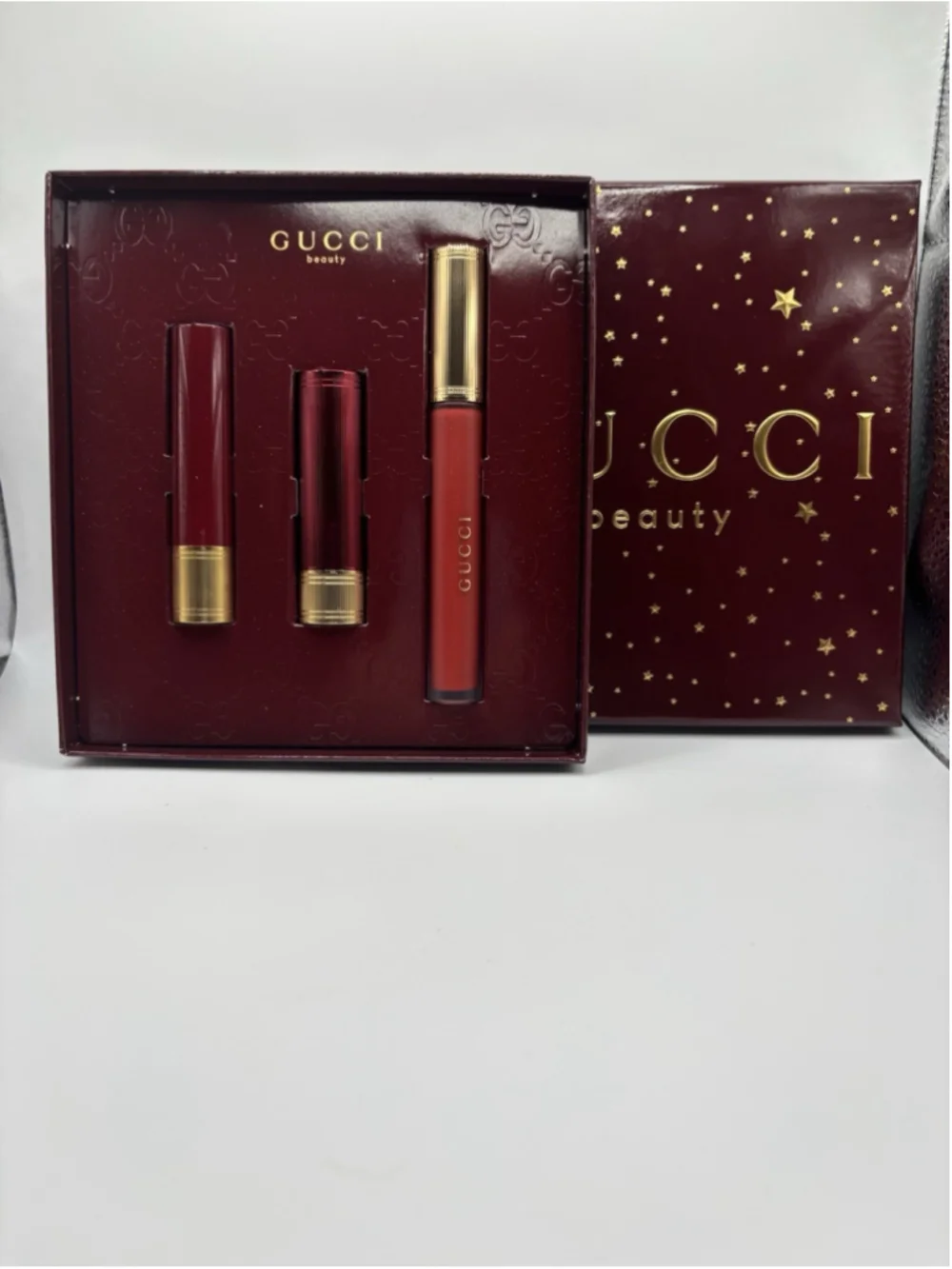 Gucci Beauty Lipstick Trio Gift Set Rosso Ancora 509 Red Cream Liquid Matte - Picture 2 of 5